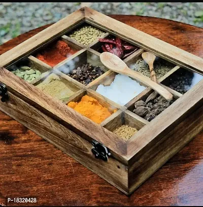 Professional Wood Craft Wooden Spice Box  Spoon in Mango Wood Masala Spice Boxes Masala Daani Namak Dani Dabba Best For Kithen  Gift MADE IN INDIA-thumb3