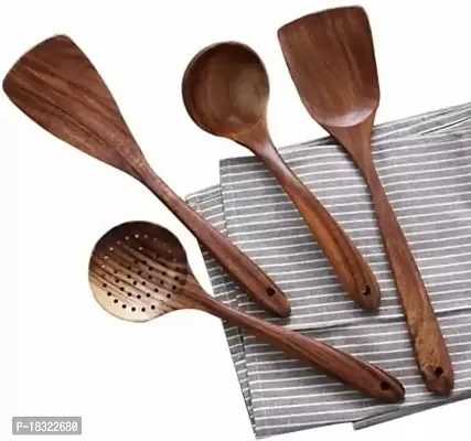 Anaya Afroz Sheesham Wooden Spatula, Ladle and Spoon | for Cooking in Non Stick Pan |100% Natural Wooden ladles and Wooden Spoons | Heat Resistant  Durable Set of 4