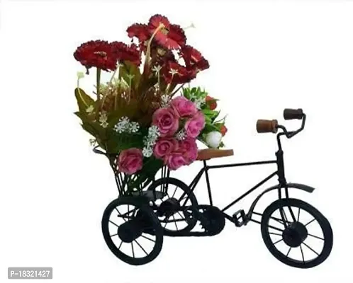 Anaya Afroz Iron  Wooden/Metal Rickshaw Cycle for Flower Basket Holder/Pot Decorative and Corporate Gift Item Decorative Showpiece Decorative Showpiece