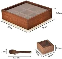 Anaya Afroz Handicrafts is our Priority Interior Furniture Handicrafts Spice Box with Spoon in Sheesham Wood,Container with Lid Handmade/ 9 containers, Pack of 1-thumb4