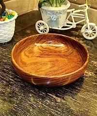 ANAYA AFROZ Solid Wood SEESAM Wooden Round Shape Multipurpose Serving Bowl for Breakfast Snacks Soup Serveware Salad Bowls for Home Kitchen-thumb2