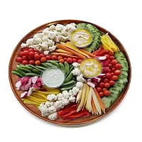 Anaya Afroz Wooden Thali for Dinner and Tealight Gifts Item /Wooden Cheese Board/Pizza Serving/Wooden Serving Plate (10 Inch) Plate Decorative Plates-thumb3