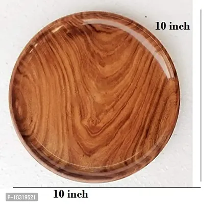 Anaya Afroz Dinner Plates, Acacia Round Wood Plates, Unbreakable Classic Plates, Easy Cleaning  Lightweight for Dishes Snack, Dessert, Housewarming-thumb4