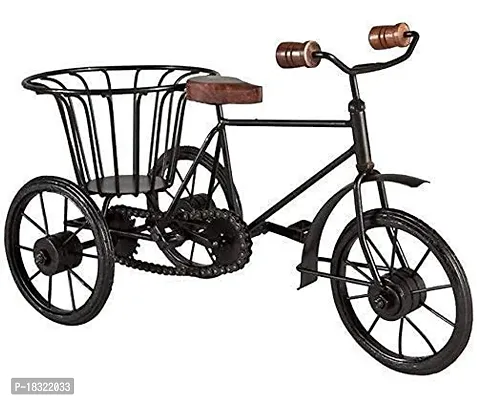 Anaya Afroz Iron  Wooden/Metal Rickshaw Cycle for Flower Basket Holder/Pot Decorative and Corporate Gift Item Decorative Showpiece Pack of 1-thumb3