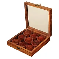 Anaya Afroz Sheesham Wooden Spice Rack | Dabba Multipurpose | Masala Box  Containers for Spices Use | Masala Dani (Brown)-thumb1