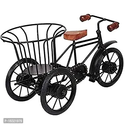 Anaya Afroz Iron  Wooden/Metal Rickshaw Cycle for Flower Basket Holder/Pot Decorative and Corporate Gift Item Decorative Showpiece-thumb5