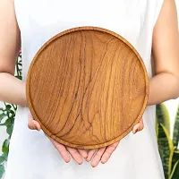 Anaya Afroz Dinner Plates, Acacia Round Wood Plates, Unbreakable Classic Plates, Easy Cleaning  Lightweight for Dishes Snack, Dessert Housewarming-thumb2