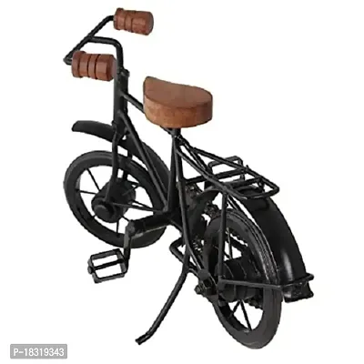 Anaya Afroz Wood and Wrought Iron Mini Cycle Figurine Vintage Bike Iron Vehicle Model Bicycle for Toy Gifts Showcase Display Home Desktop Decor, Black-thumb3