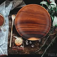 Anaya Afroz Dinner Plates, Acacia Round Wood Plates, Unbreakable Classic Plates, Easy Cleaning  Lightweight for Dishes Snack, Dessert Housewarming-thumb4