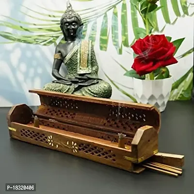 Anaya Afroz Wooden Handcrafted Agarbatti/Incense Sticks Case- Works as a Storage Case as Well as Holder 12 inch-thumb0