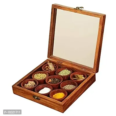 Anaya Afroz Sheesham Wooden Spice Rack | Dabba Multipurpose | Masala Box  Containers for Spices Use | Masala Dani (Brown)