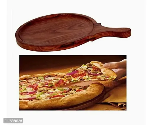 Quirky Kraft Wooden Pizza Pan, Pizza Serving Tray of Kitchen|| Platter || Sheesham || 9 Inch, Overall 13 Inch-thumb2