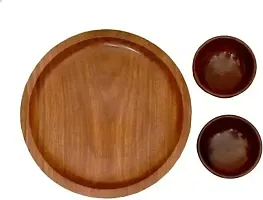 Anaya Afroz Wooden Dinner Set Wooden Dinner Set HANDICRAFTS Wooden Brown Serving Bowl with Wooden Plates-thumb1