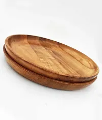 Anaya Afroz Wooden Plates Dinner Plates, Acacia Round Wood Plates, Unbreakable Classic Plates, Easy Cleaning  Lightweight for Dishes-thumb2