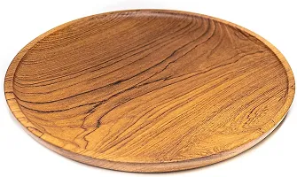 Anaya Afroz Dinner Plates, Acacia Round Wood Plates, Unbreakable Classic Plates, Easy Cleaning  Lightweight for Dishes Snack, Dessert Housewarming-thumb3