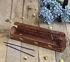 Anaya Afroz Bharat Wooden Agarbatti Stand with Ash Catcher  Dhoop Stick Holder, Agarbatti Stand Incense Holder |Wooden Incense Stick Holder for Home Diwali Decoration Office Decor Home Decor-thumb3