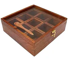 Anaya Afroz Shesham Wood -Spice Box for Kitchen Indian Wood Container with Lid Decorative Masala Dabba Organizer Handmade/Spice Storage Racks Jars-thumb2