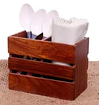 Anaya Afroz Wooden Spoon Stand Cutlery Tissue Holder Multipurpose for Dining Table Spoon Holder - Best Item for Your Kitchen-thumb2