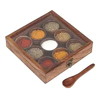 Anaya Afroz Wooden Spice Box with Spoon for Kitchan | Spice Container for Kitchen Wooden Masala Box | Spice Jar | Masala Dabba-thumb3