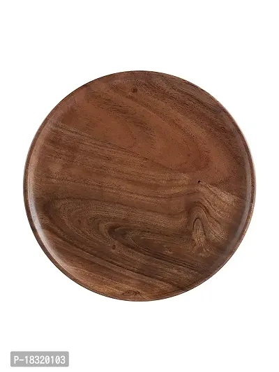 Anaya Afroz Dinner Plates, Acacia Round Wood Plates, Unbreakable Classic Plates, Easy Cleaning  Lightweight for Dishes Snack, Dessert Plate-thumb2