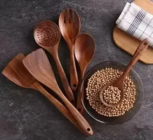 Anaya Afroz Wooden Oval Spatula | Wooden Scoup Non Stick | One Piece Cooking Serving Spoon | Kitchen Tools Utensil, Large Size Set of 5-thumb4