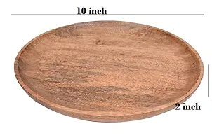 Anaya Afroz Dinner Plates, Acacia Round Wood Plates, Unbreakable Classic Plates Easy Cleaning  Lightweight for Dishes Snack Dessert Housewarming-thumb2