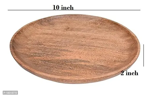 Anaya Afroz Dinner Plates, Acacia Round Wood Plates, Unbreakable Classic Plates Easy Cleaning  Lightweight for Dishes Snack Dessert Housewarming-thumb3