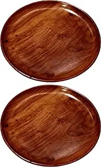 Anaya afroz Wooden Plates Dinner Plates, Round Wood Plates, Unbreakable Classic Plates, Easy Cleaning  Lightweight for Dishes Snack, Dessert,Gift Pack of 1 Set of 2-thumb4