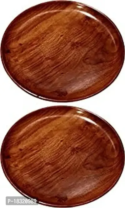 Anaya afroz Wooden Plates Dinner Plates, Round Wood Plates, Unbreakable Classic Plates, Easy Cleaning  Lightweight for Dishes Snack, Dessert,Gift Pack of 1 Set of 2-thumb5