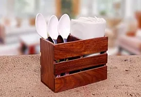 Anaya Afroz Wooden Spoon Stand Cutlery Tissue Holder Multipurpose for Dining Table Spoon Holder - Best Item for Your Kitchen-thumb1