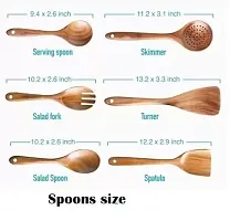 Anaya Afroz Wooden Serving Spoons Set of 6 Sheesham Wood Wooden Cooking Serving Spoons Spatulas Utensils Heat Resistant Non-Stick Comfortable Grip Smooth Cooking Utensils-thumb3