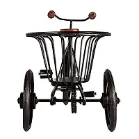 Anaya Afroz Iron Wrought Miniature Rickshaw Showpiece Antique Cycle with Flower Basket Vase for Decoration-thumb4