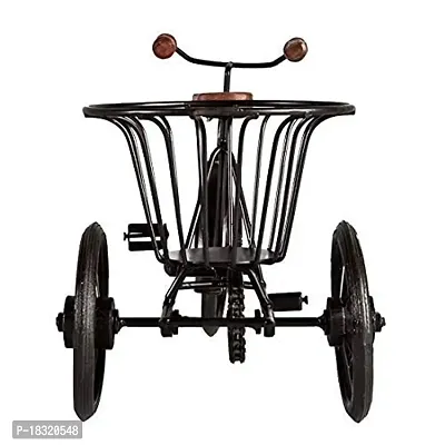 Anaya Afroz Iron Wrought Miniature Rickshaw Showpiece Antique Cycle with Flower Basket Vase for Decoration-thumb5