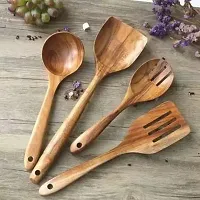 Anaya Afroz Natural Wood Kitchen Spatula - Durable and Heat Resistant Wooden Cooking and Serving Spoons.-thumb1