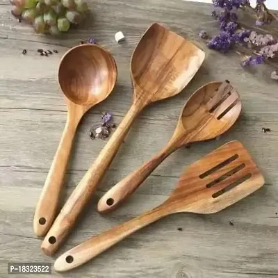 Anaya Afroz Natural Wood Kitchen Spatula - Durable and Heat Resistant Wooden Cooking and Serving Spoons.-thumb2