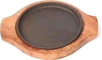 Anaya Afroz Serving Plate Brownie Sizzler Tray with Wooden Base, 6 inch (Pack of 1)-thumb1