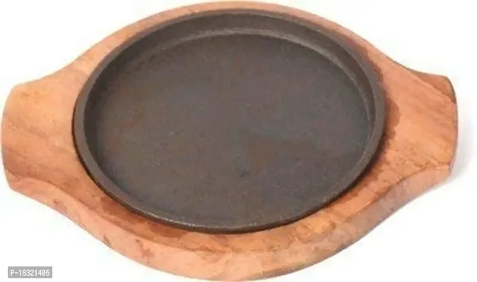 Anaya Afroz Serving Plate Brownie Sizzler Tray with Wooden Base, 6 inch (Pack of 1)-thumb2