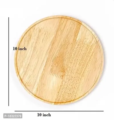 Anaya afroz Wooden Plates Dinner Plates, Acacia Round Wood Plates, Unbreakable Classic Plates, Easy Cleaning  Lightweight for Dishes Snack, Dessert Christmas Gift-thumb3