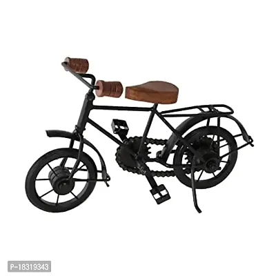 Anaya Afroz Wood and Wrought Iron Mini Cycle Figurine Vintage Bike Iron Vehicle Model Bicycle for Toy Gifts Showcase Display Home Desktop Decor, Black-thumb2