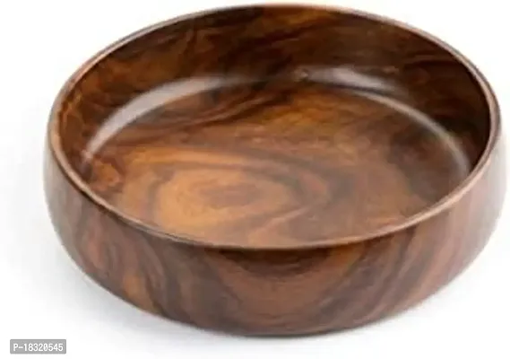 ANAYA AFROZ Solid Wood SEESAM Wooden Round Shape Multipurpose Serving Bowl for Breakfast Snacks Soup Serveware Salad Bowls for Home Kitchen