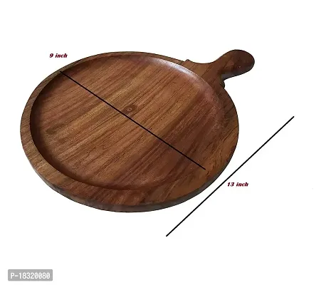 Anaya Afroz Wood Hand-Crafted Wooden Pizza  Snack Serving Plate/Tray/Dish for Kitchen/Home/Caf?/Restaurants (Sheesham Wood , Set of 1 Size 9X13 Inch-thumb2