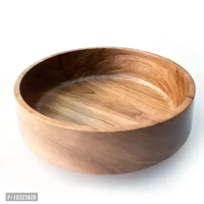 Anaya Afroz Solid Wood SEESAM Wooden Round Shape Multipurpose Serving Bowl for Breakfast Snacks Soup Serveware Salad Bowls for Home Kitchen-thumb0