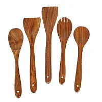 Anaya Afroz Wooden Oval Spatula | Wooden Scoup Non Stick | One Piece Cooking Serving Spoon | Kitchen Tools Utensil, Large Size Set of 5-thumb3