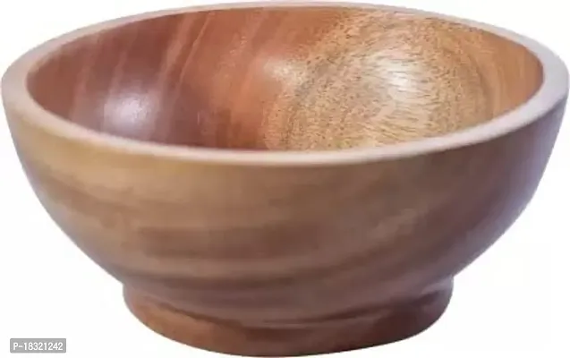 Anaya Afroz Wooden Acacia Round Shape Multipurpose Serving Bowl for Breakfast Snacks Soup Serve Ware Salad Bowls for Home Kitchen Size;- 18X8 cm-thumb0