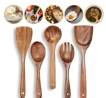 Anaya Afroz Sheesham Wooden Spatula, Ladle and Spoon | for Cooking in Non Stick Pan |100% Natural Wooden ladles and Wooden Spoons | Heat Resistant  Durable (Pack of 5)-thumb2