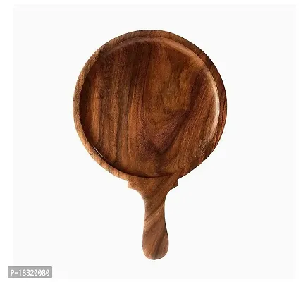 Anaya Afroz Wood Hand-Crafted Wooden Pizza  Snack Serving Plate/Tray/Dish for Kitchen/Home/Caf?/Restaurants (Sheesham Wood , Set of 1 Size 9X13 Inch-thumb3