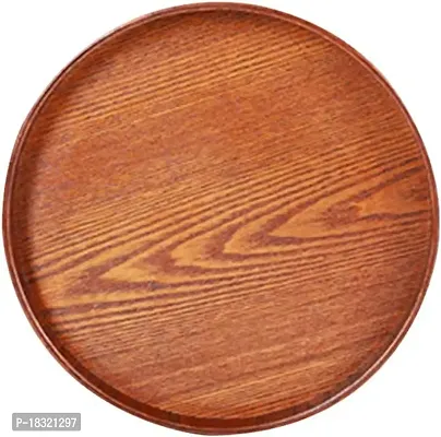 Anaya Afroz Dinner Plates, Acacia Round Wood Plates, Unbreakable Classic Plates, Easy Cleaning  Lightweight for Dishes Snack Dessert, Housewarming-thumb4