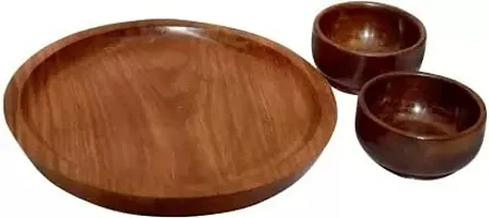 Anaya Afroz Wooden Thali for Dinner and Tealight Gifts Item /Wooden Cheese Board/Pizza Serving/Wooden Serving Plate (10 Inch) Plate Decorative Plates-thumb1