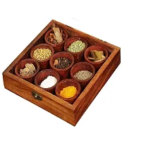 Anaya Afroz Sheesham Wooden Spice Rack | Dabba Multipurpose | Masala Box  Containers for Spices Use | Masala Dani (Brown)-thumb2