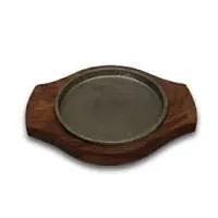 Anaya Afroz Dessert Serving Plate Brownie Sizzler Tray with Wooden Base, 6 inch-thumb1